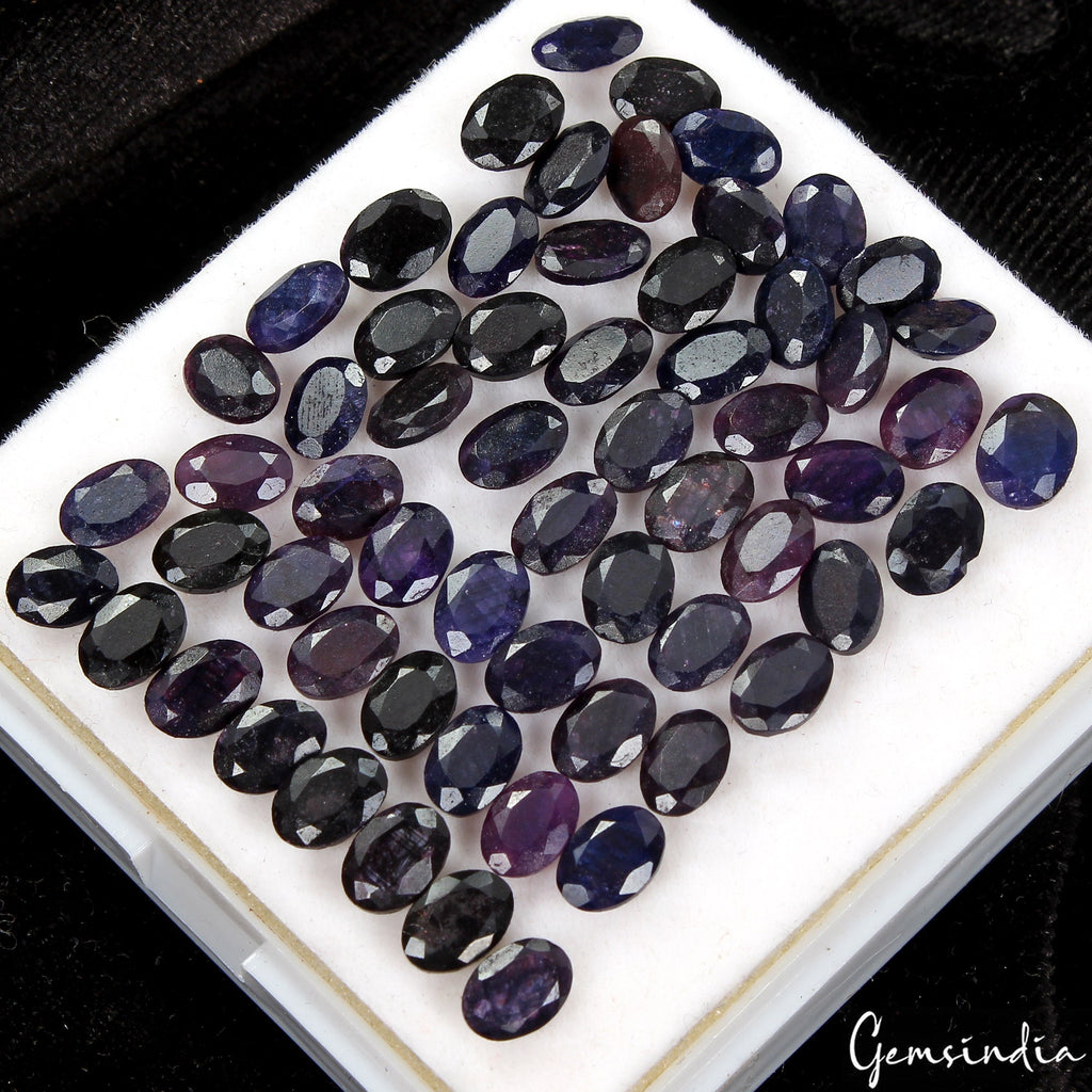 61 Pcs Natural Blue Sapphire Oval Cut Loose Faceted Certified Gemstones~58.60 Ct