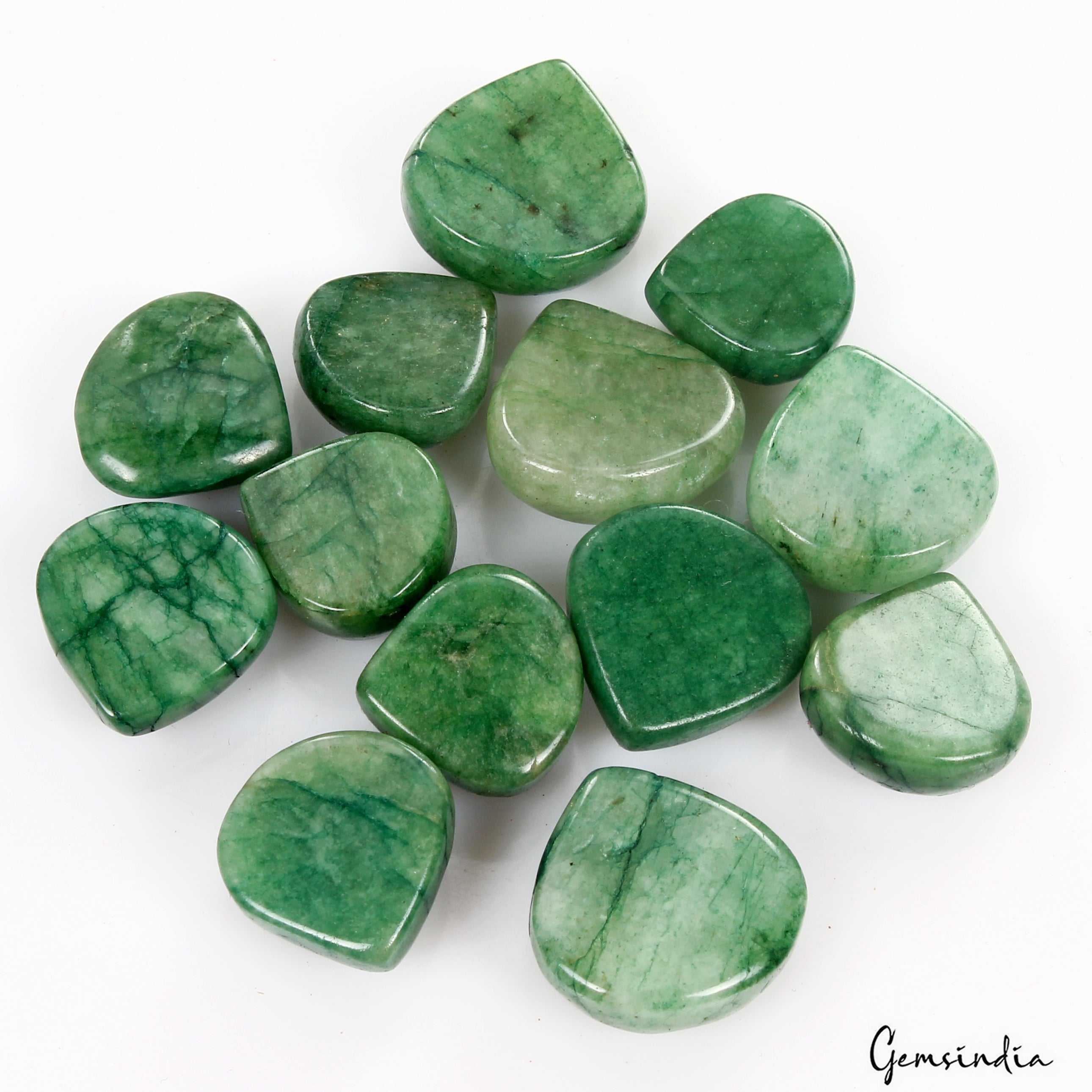 300 Ct/13 Pcs Natural Brazilian Green Emerald Pear Cab 16mm-20mm Loose Gemstones