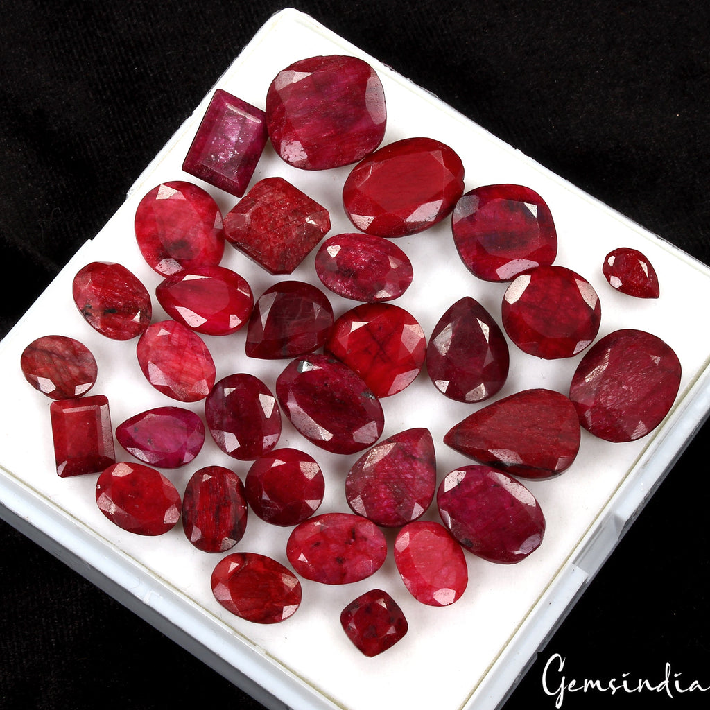 280 Ct Natural Red Ruby Faceted Loose Mix Faceted Cut Ring Size Gemstones 31 Pcs