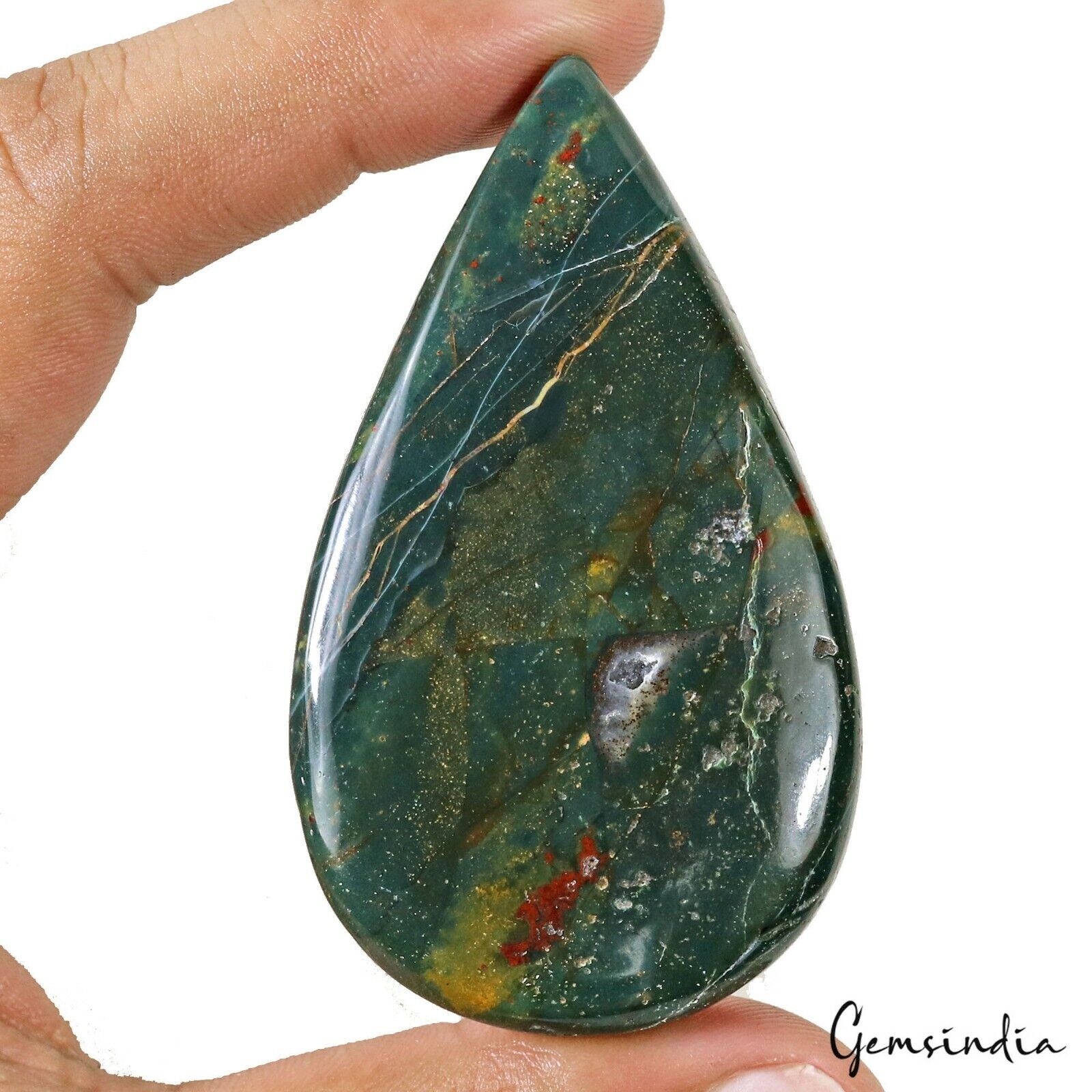 Jasper Cabochon, Untreated — 67 x 39 x 8mm, 163.20 Ct, Madagascar