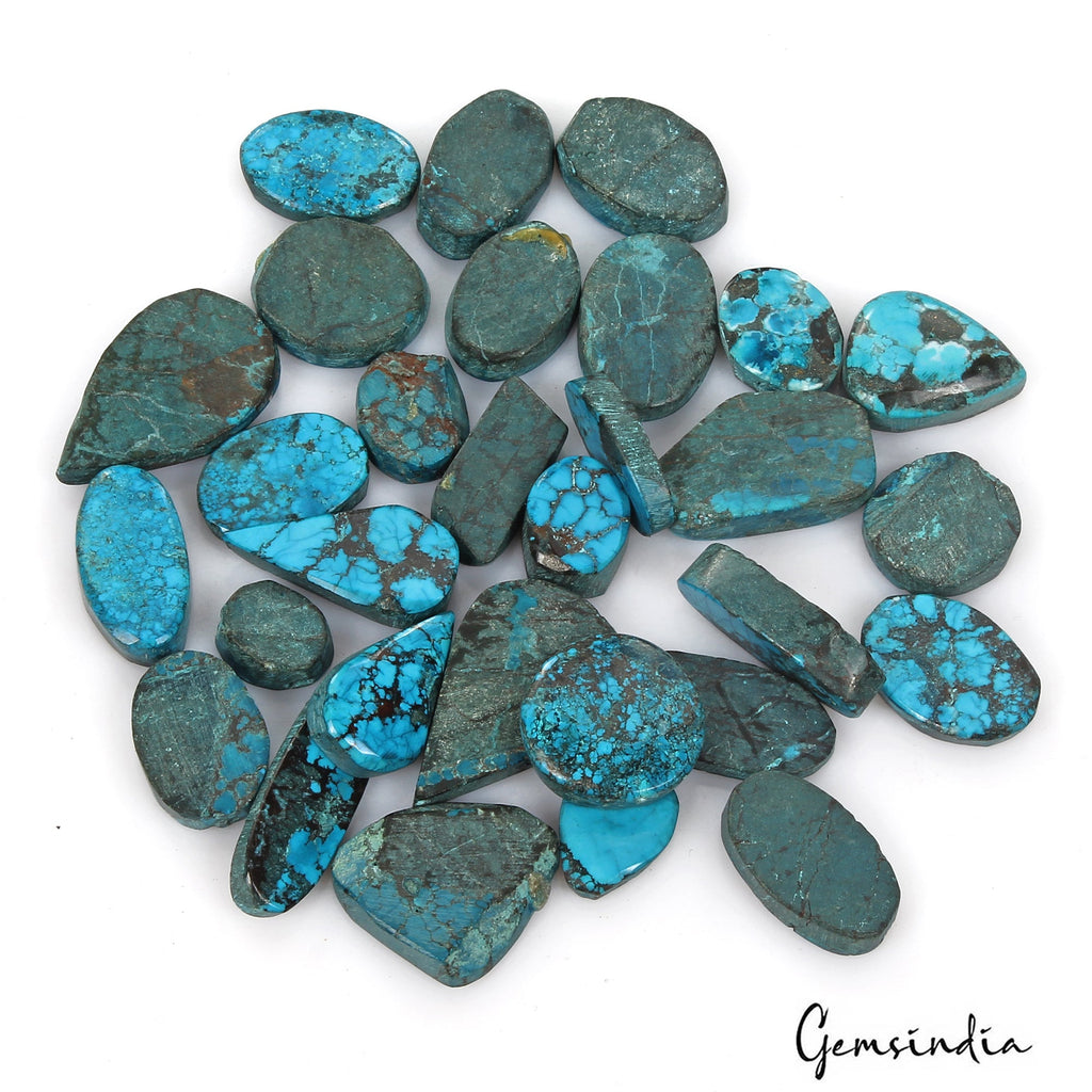 320 Cts Natural Blue Spiderweb Turquoise Mix Cabochon Loose 12-26mm Gemstones