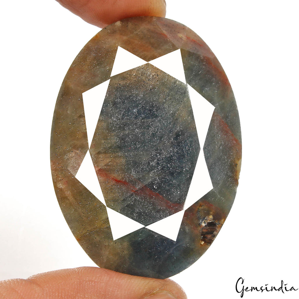 Certified 250 Cts Natural Untreated Brown Blue Sapphire Oval Faceted Loose Gem