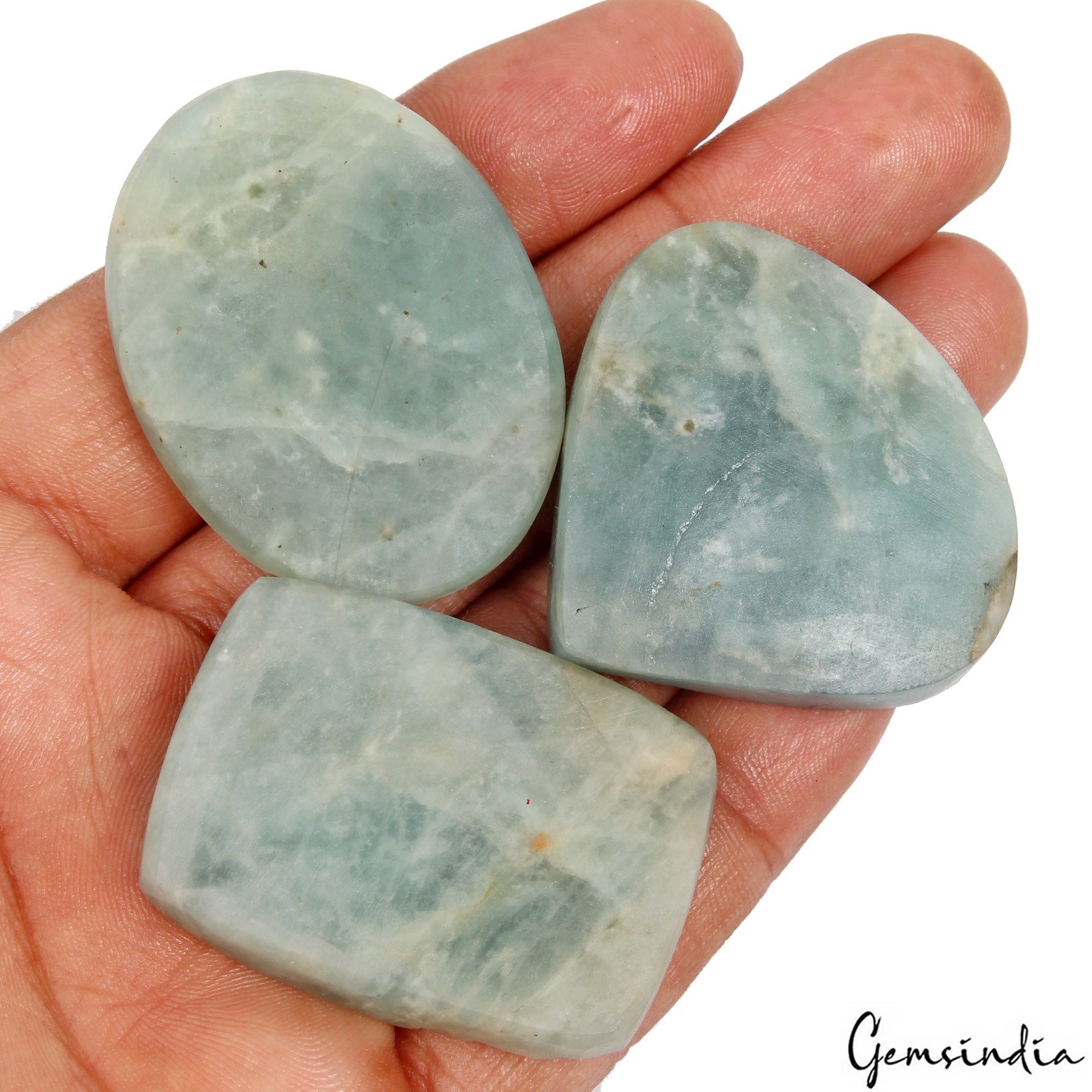 370 Cts Top Natural Aquamarine Druzy Gemstone Cabochon Loose For Jewelry /3 Pcs