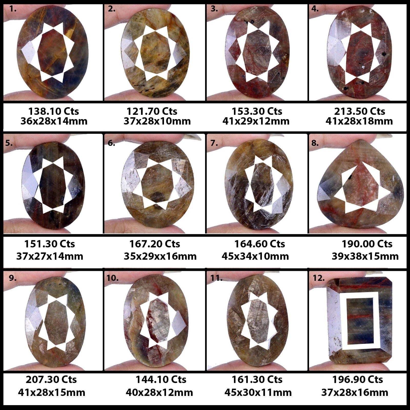 2000 Ct/12 Pc Natural Untreated Multi Color Sapphire Mixed Cut Pendant Size Gems