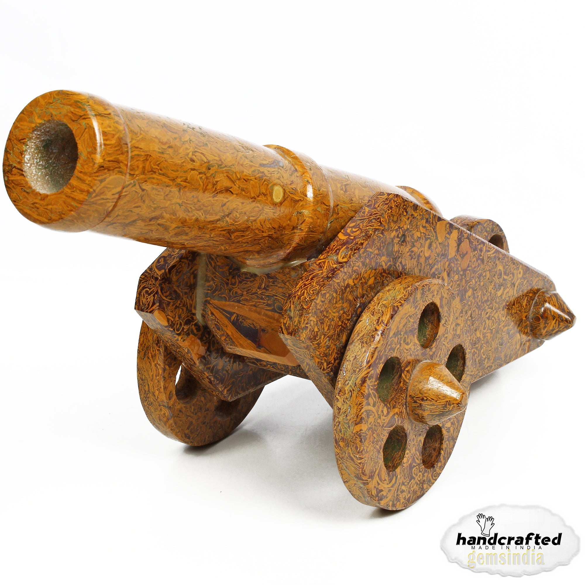 1.64 Kilo Natural Marium Jasper Gemstone Antique Cannon Barrel Hand Carved Model