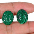 38.30 Cts/2 Pcs Natural Green Malachite Oval Carved Calibrated 17x13mm Gems Pair