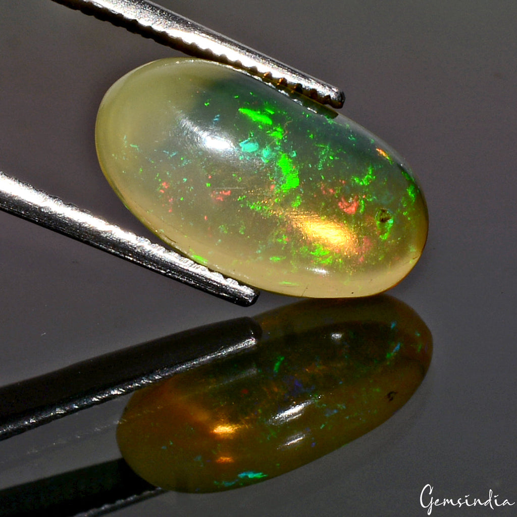 Certified 2.60 Cts Natural Ethiopian Opal Oval Flashy Untreated Loose Gemstone