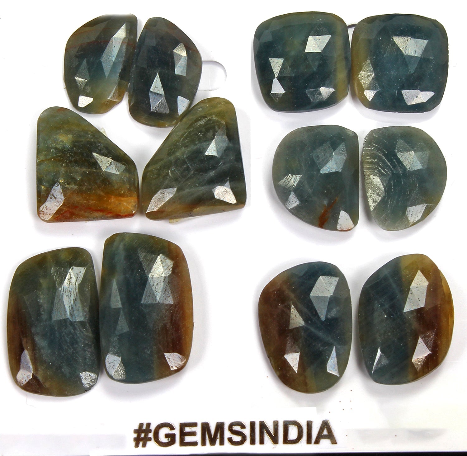 12 Pcs Natural Sapphire Pairs 19-27mm Unheated Checker Cut Loose Certified Gems