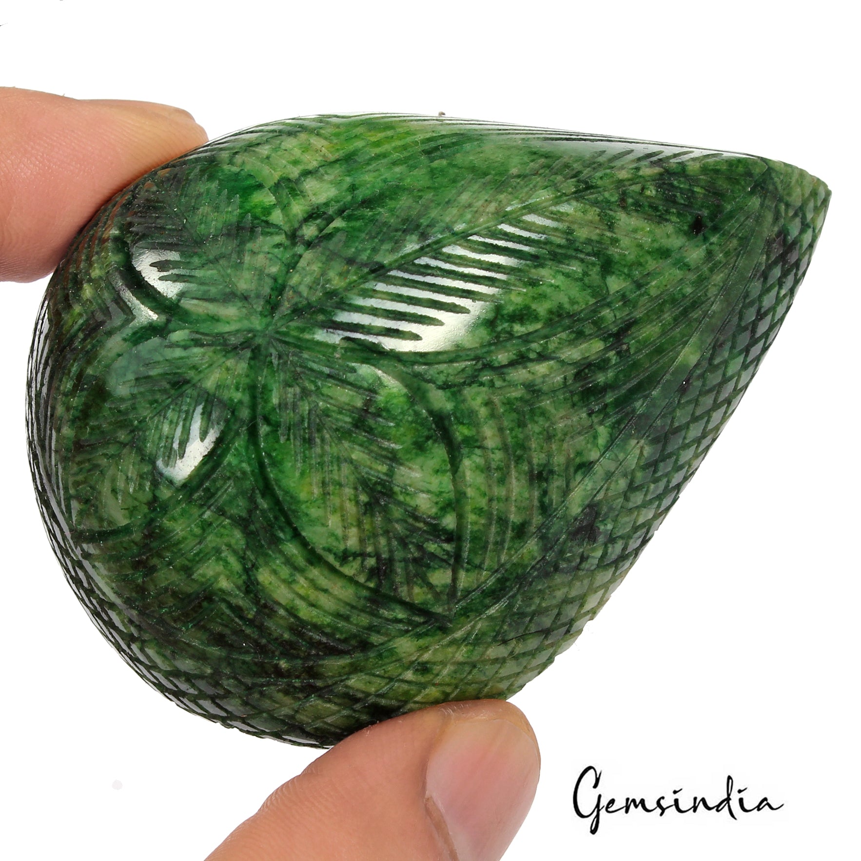 720 Ct Natural Green Brazilian Emerald Pear Carving Earth Mined Loose Gemstone