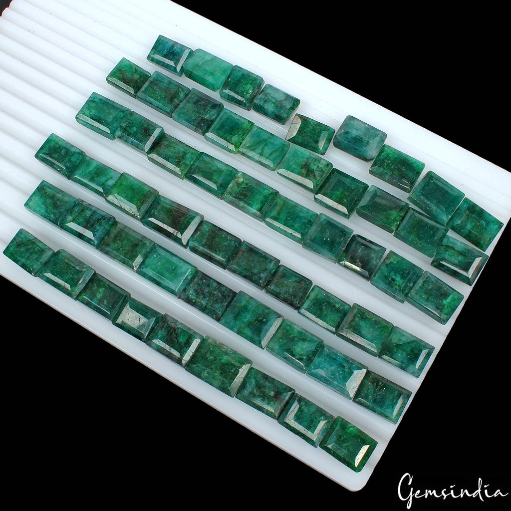 890 Cts/57 Pcs Natural Brazilian Emerald Baguette Cut Loose Gems Lot For Jewelry