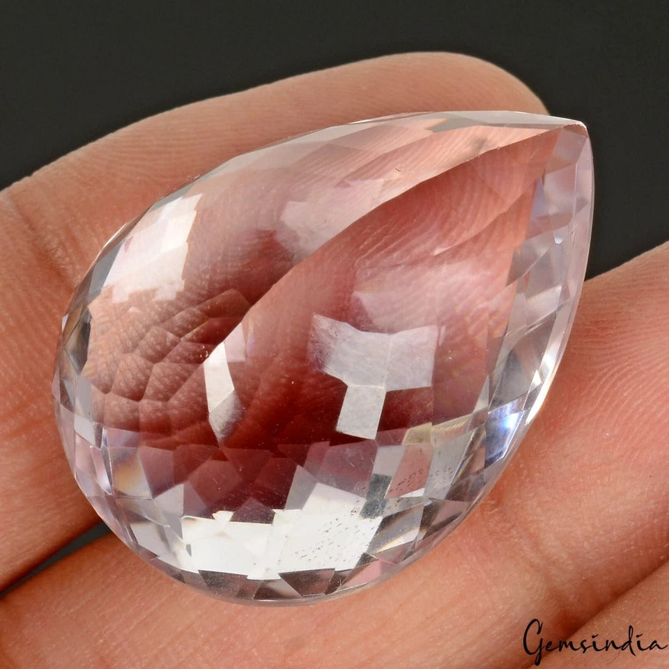 65.70 Ct Natural Untreated Bolivian Lavender Amethyst Pear Checker Cut Rare Gem