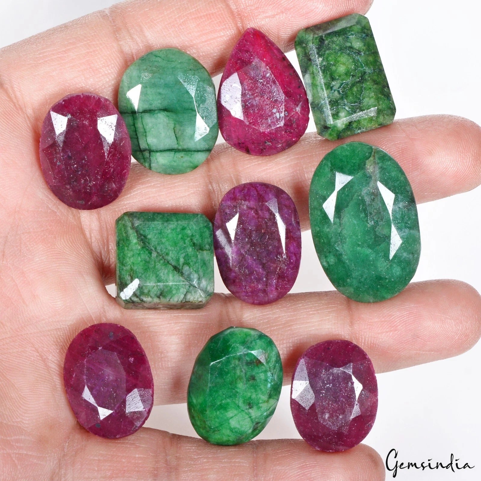 Ruby Lot, Loose Gemstone, Color Enhanced, Red — 10 Pieces, 21mm to 30mm, 380 Ct, Madagascar