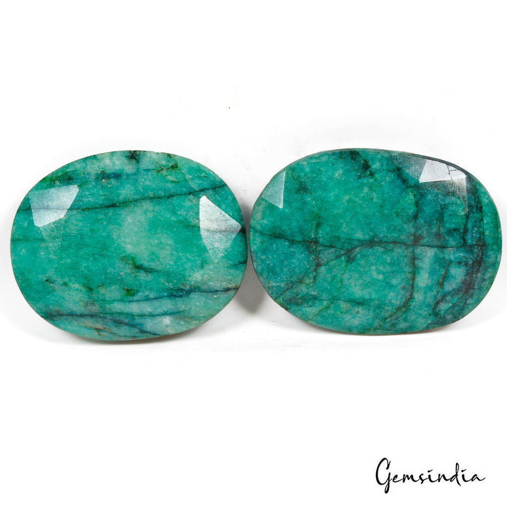 1100 Cts/2 Pcs Natural Brazilian Green Emerald Oval Cut Loose Wholesale Gems Lot