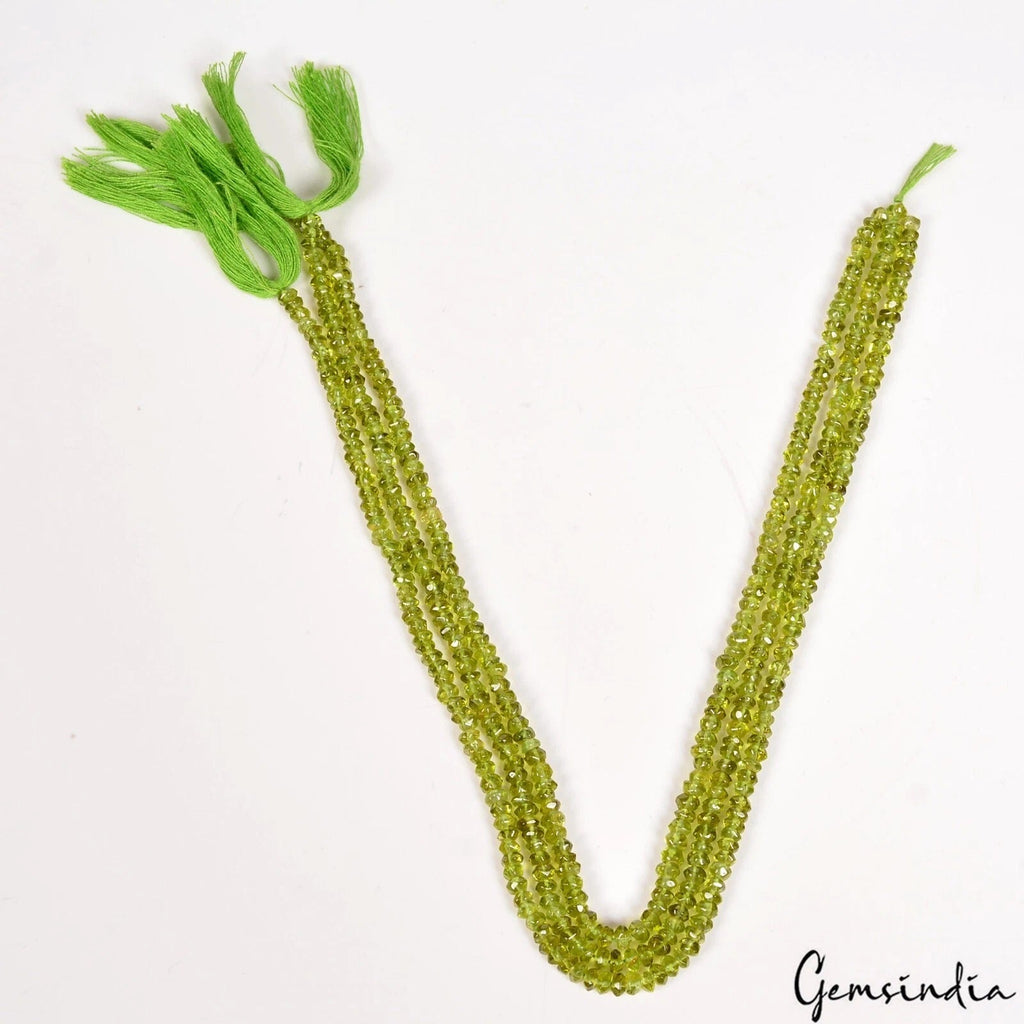 141 Ct/3 Strands Natural Untreated Green Peridot Round Drill Bead Strand 13"Eac