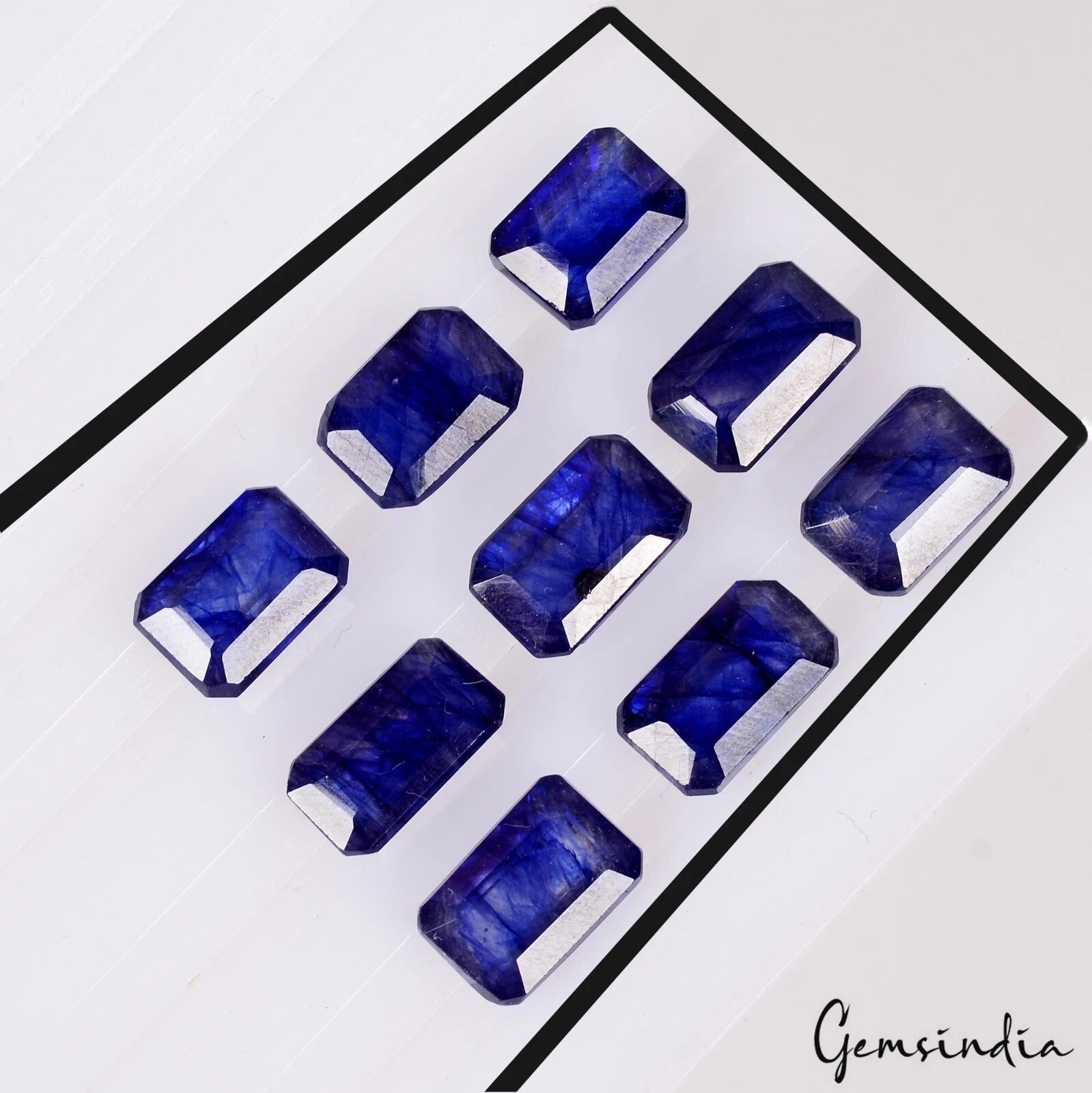 Certified 37.10 Ct/9 Pcs Natural Ceylon Blue Sapphire Octagon Cut Gems For Rings