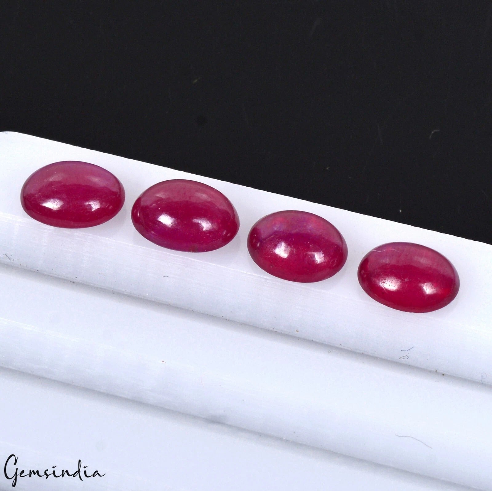 4 Pcs Natural Pink Red Ruby Oval Cabochon 7mm-8mm Loose Mozambique Gemstones Lot
