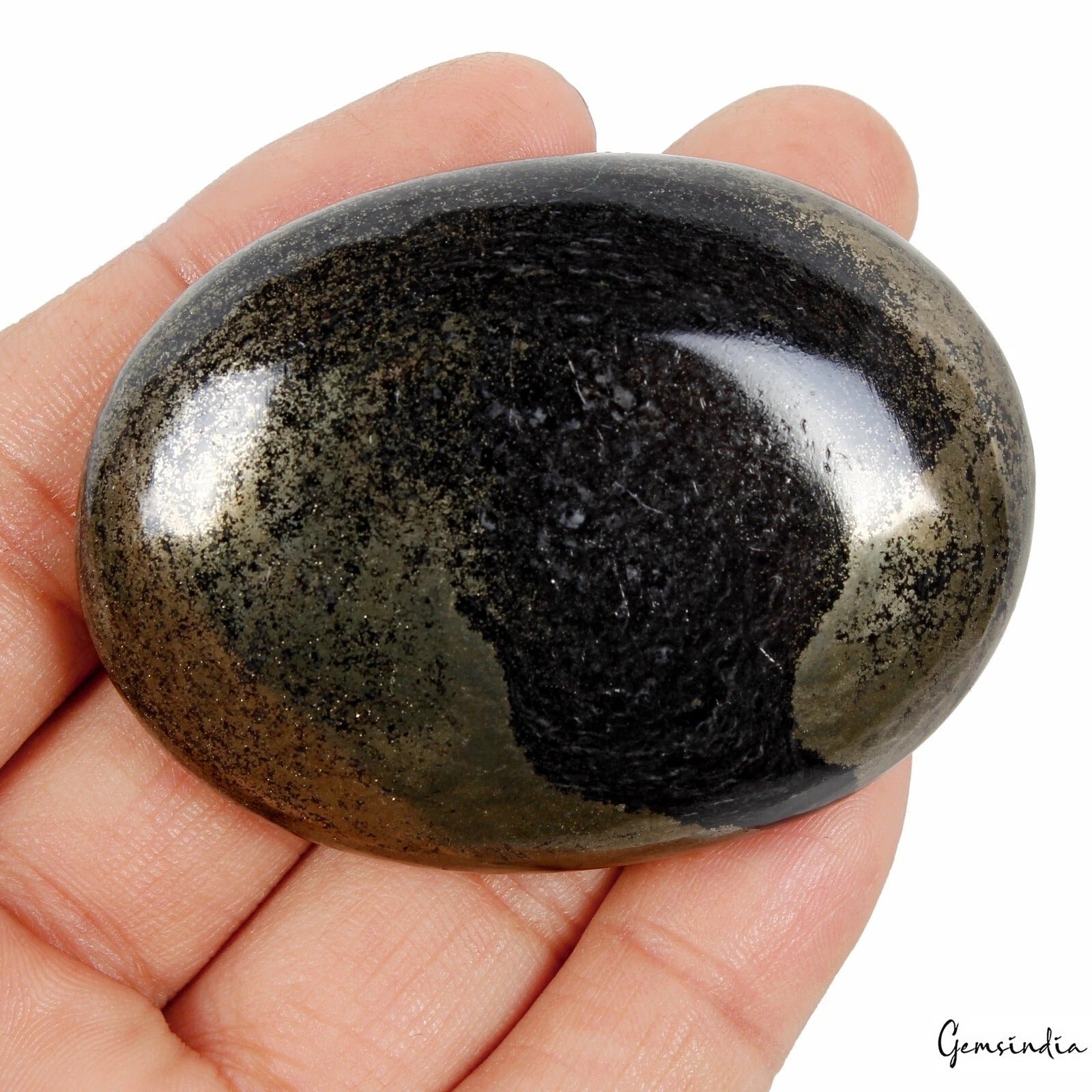 620 Ct Natural Untreated Gold Pyarite Oval Cab Crystal Healing Palm Stone Gems