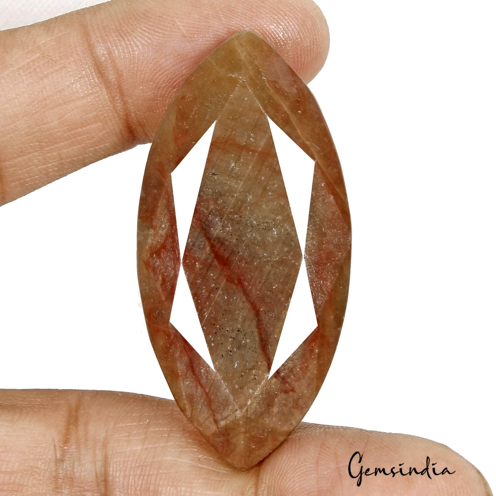 140 Ct Natural Untreated Brown Sapphire W/ Red Blood Marks Marquise Cut Gemstone