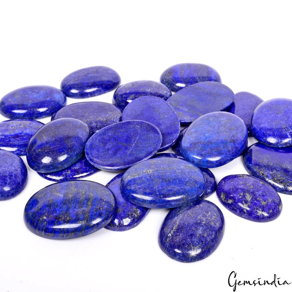 24 Pcs Natural Blue Lapis Lazuli 29mm-38mm Oval Cabochon Gemstones Lot 1430 Cts