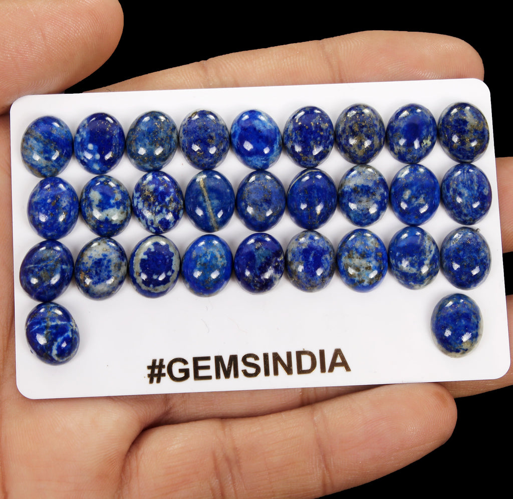 30 Pcs Natural Lapis Lazuli 11x9mm Calibrated Loose Oval Cabochon Gemstones Lot