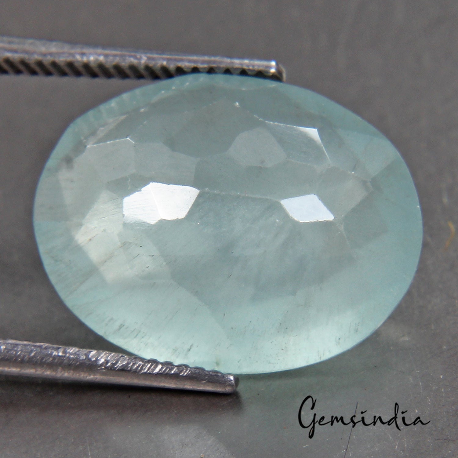 Certified 6.60 Cts Natural Untreated Blue Green Aquamarine Oval Checker Cut Gem