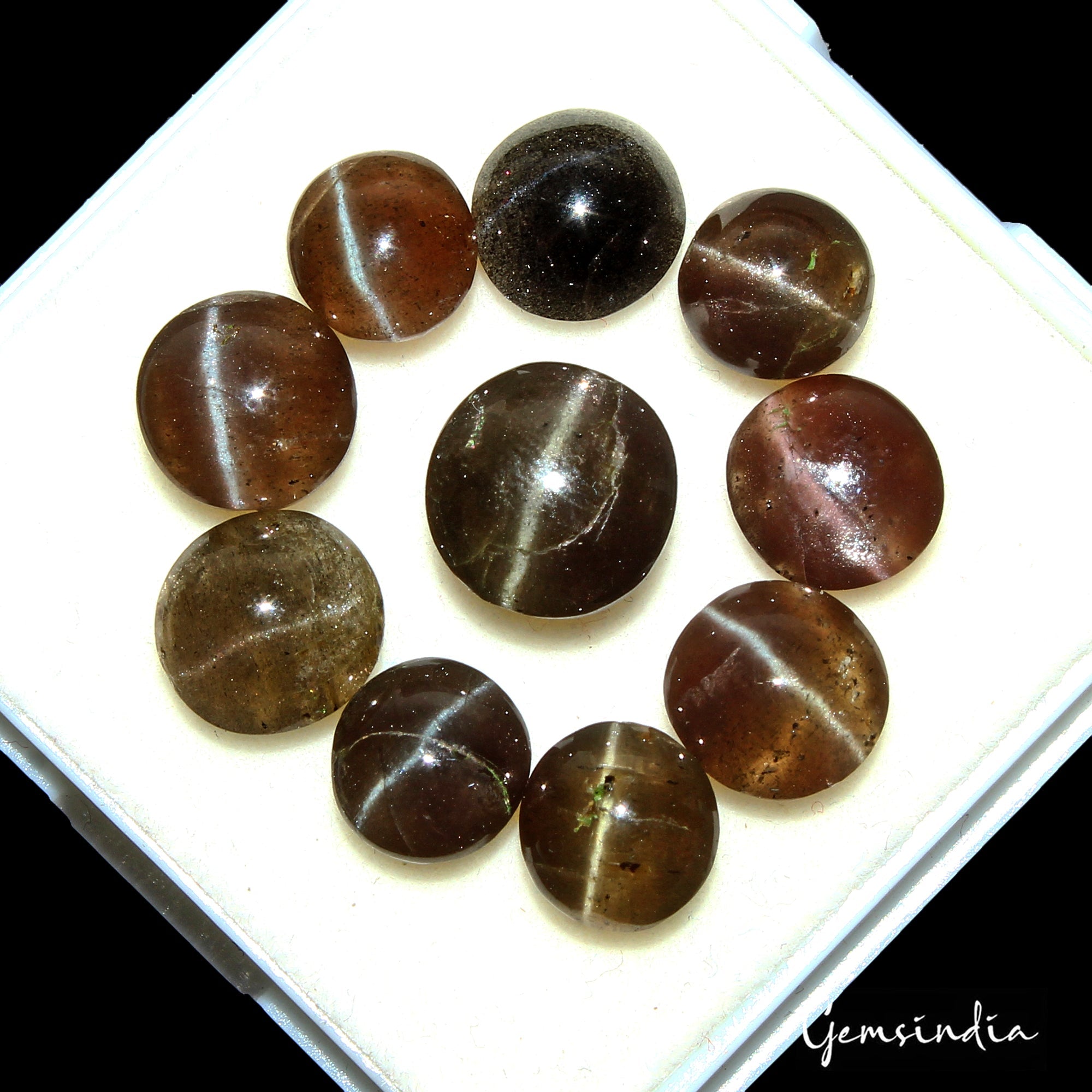 Natural Untreated Spectrolite Cats Eye Mix Cab Loose Gemstones 22.00 Ct/7-9mm
