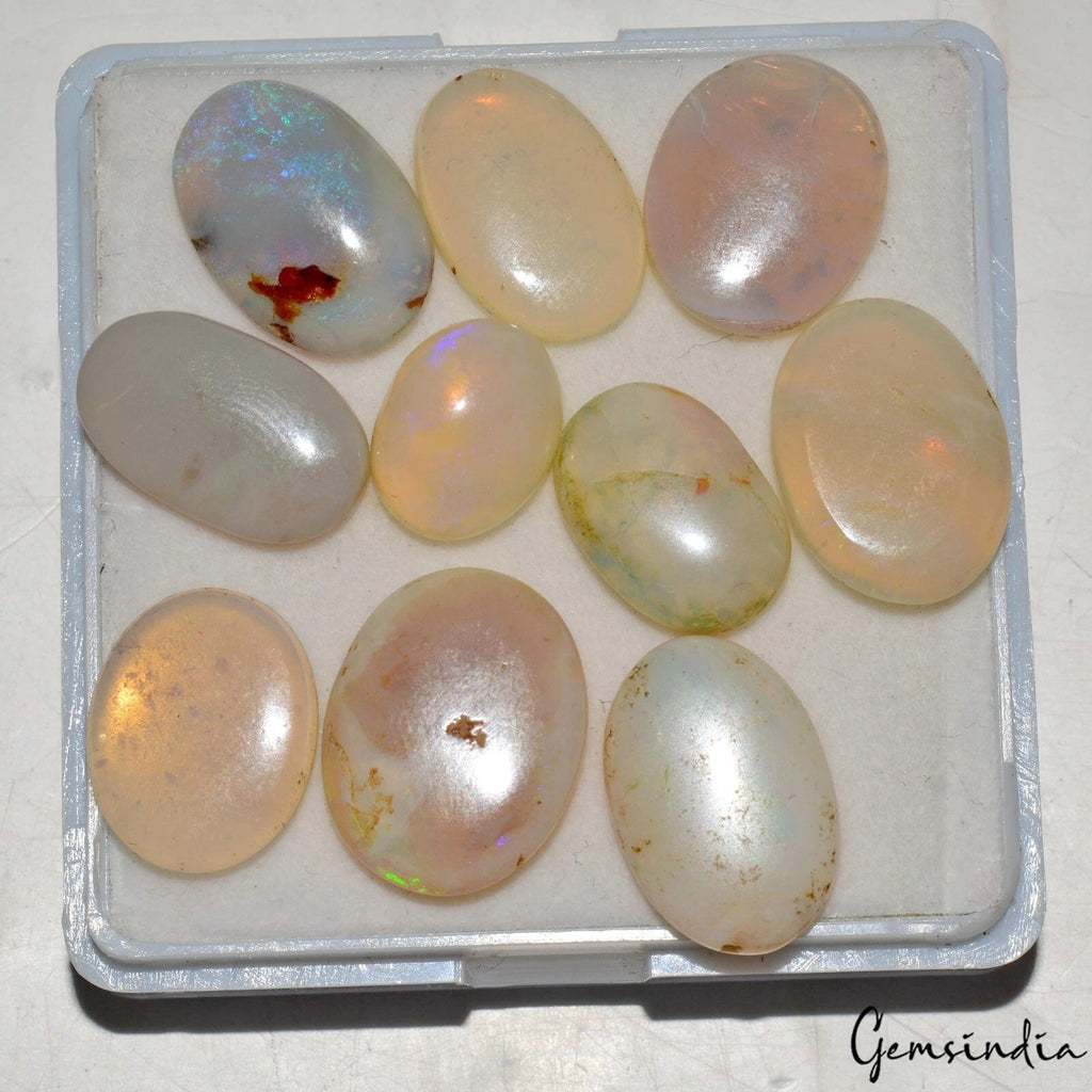 35.50 Cts/10 Pcs Natural Untreated Australian Multi Shine Opal Oval Cab Gems Lot