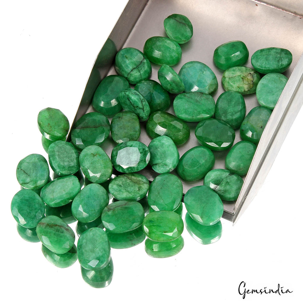 Brazilian Emerald Lot, Loose Gemstone, Color Enhanced, Green — 38 Pieces, 14mm to 18mm, 410 Ct, Brazil