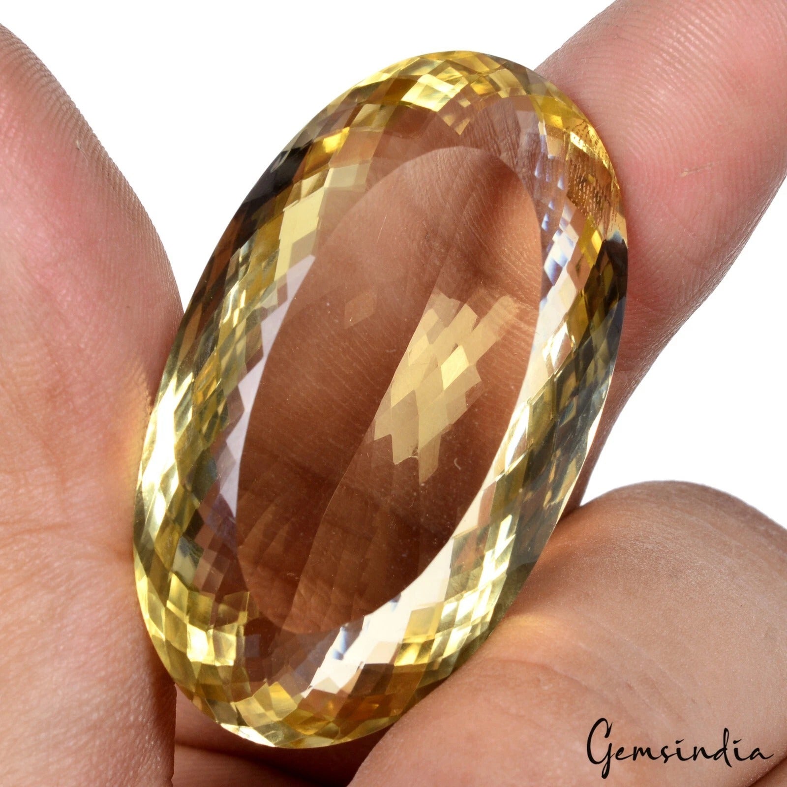 Certified 96.70 Cts Natural Untreated Brazilian Yellow Citrine Oval Cut Rare Gem