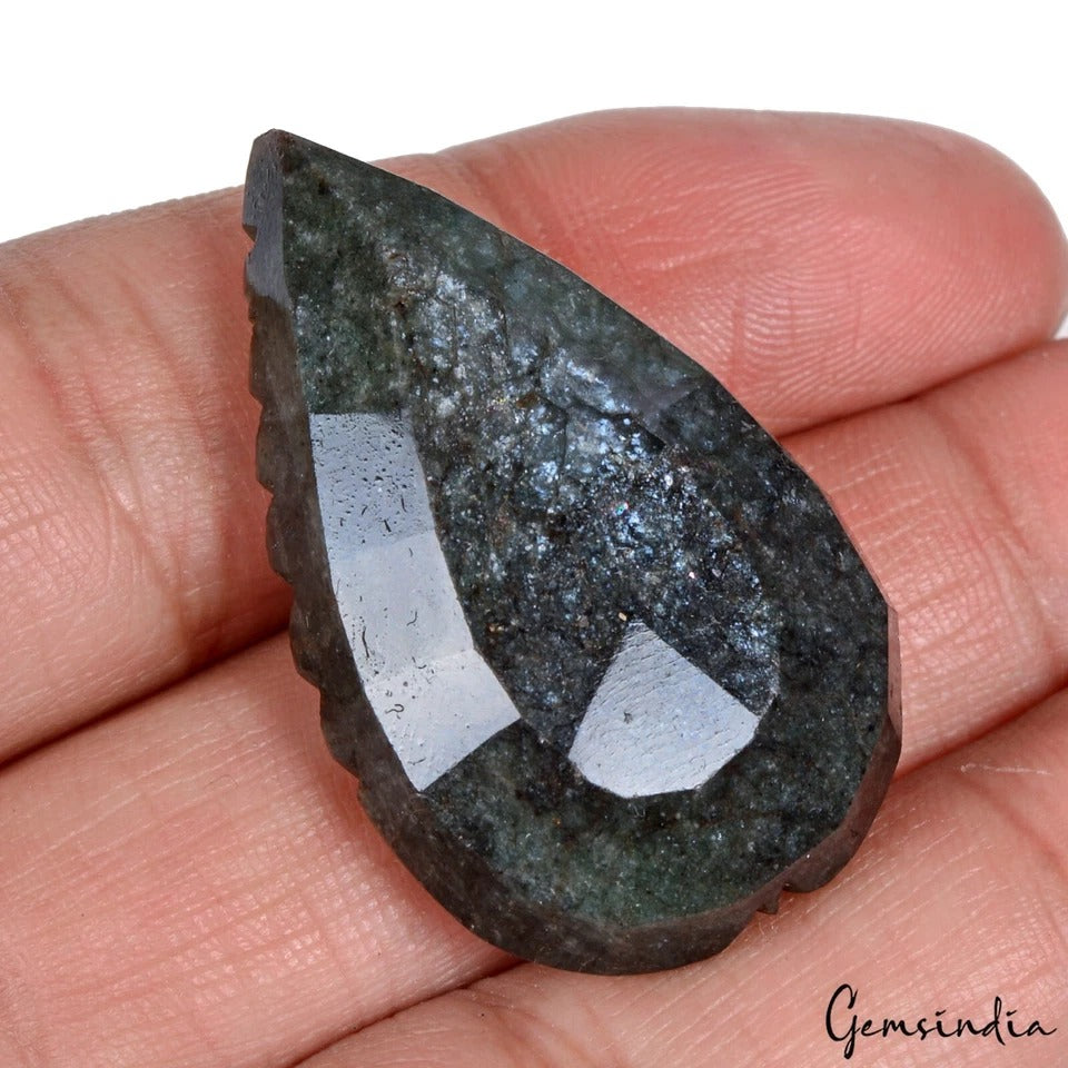 Certified 67.70 Cts Natural Untreated Labradorite Pear Hand Carved Huge Gemstone