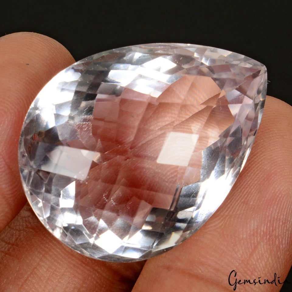 65.70 Ct Natural Untreated Bolivian Lavender Amethyst Pear Checker Cut Rare Gem