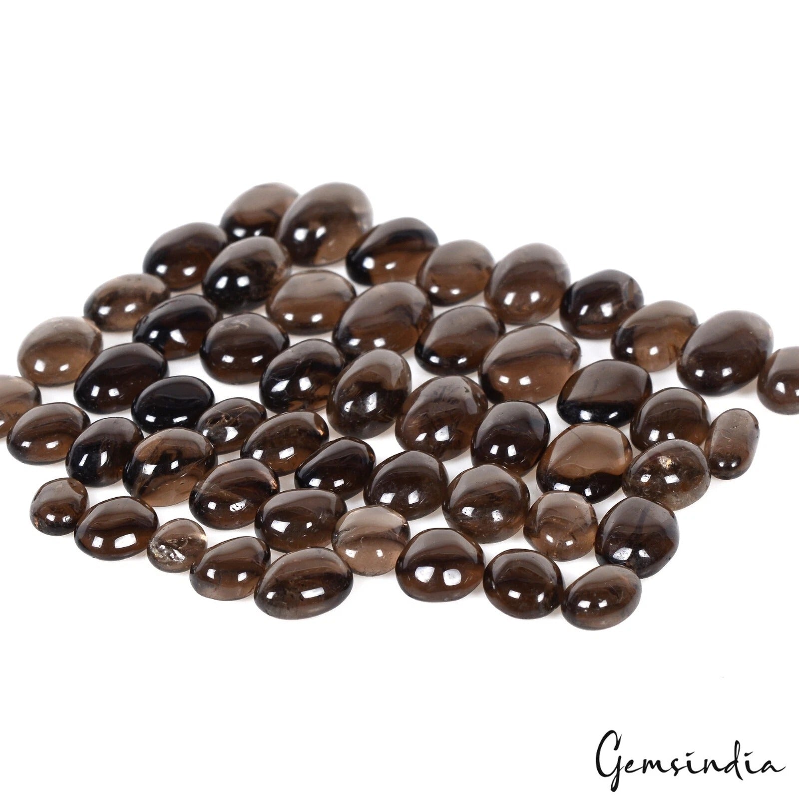144Ct Natural Brown Smoky quartz 6-14mm Loose Oval Cabochon Polished Gemstones