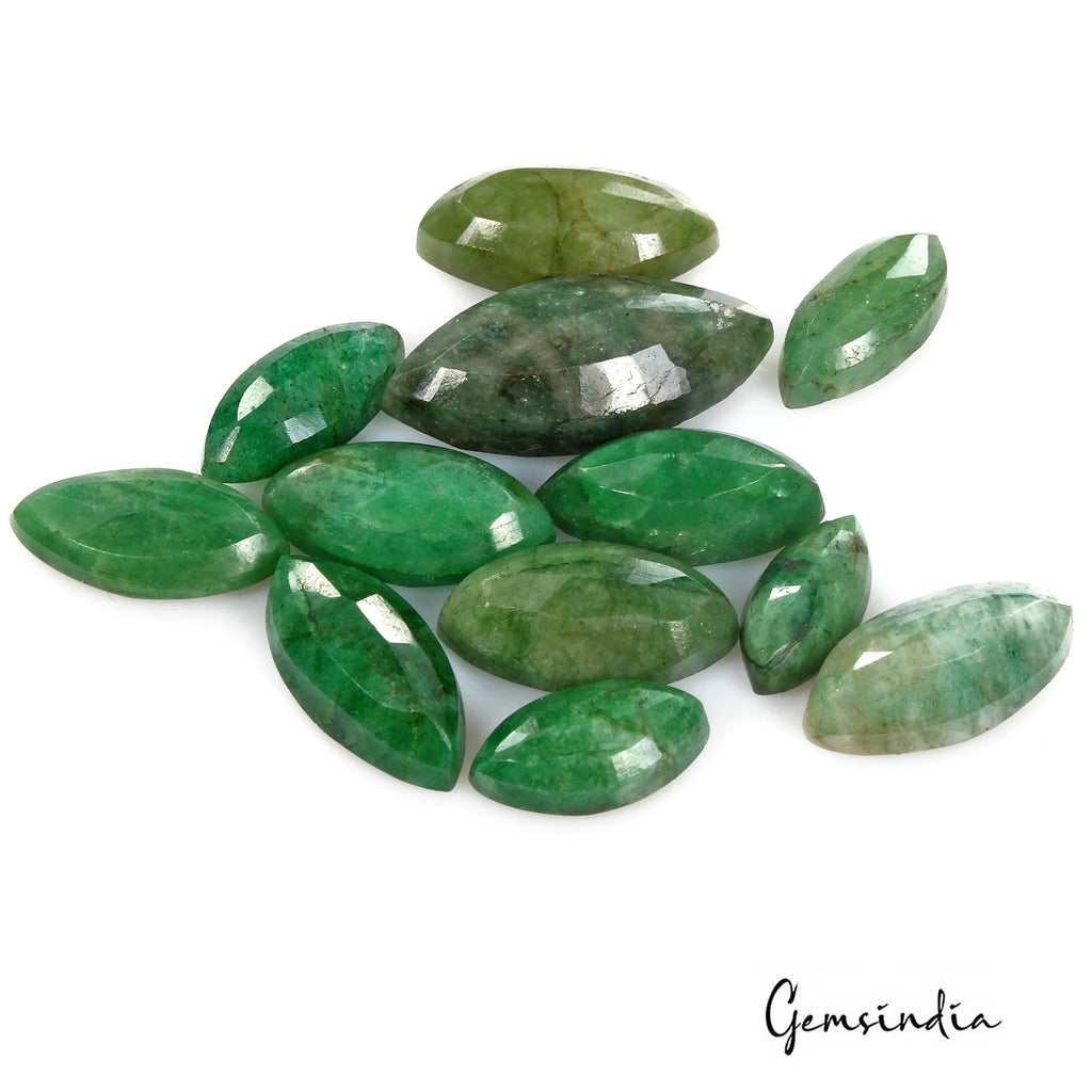 92.20 Cts/12 Pcs Natural Brazilian Green Emerald Marquise Cut Gems For Jewelry