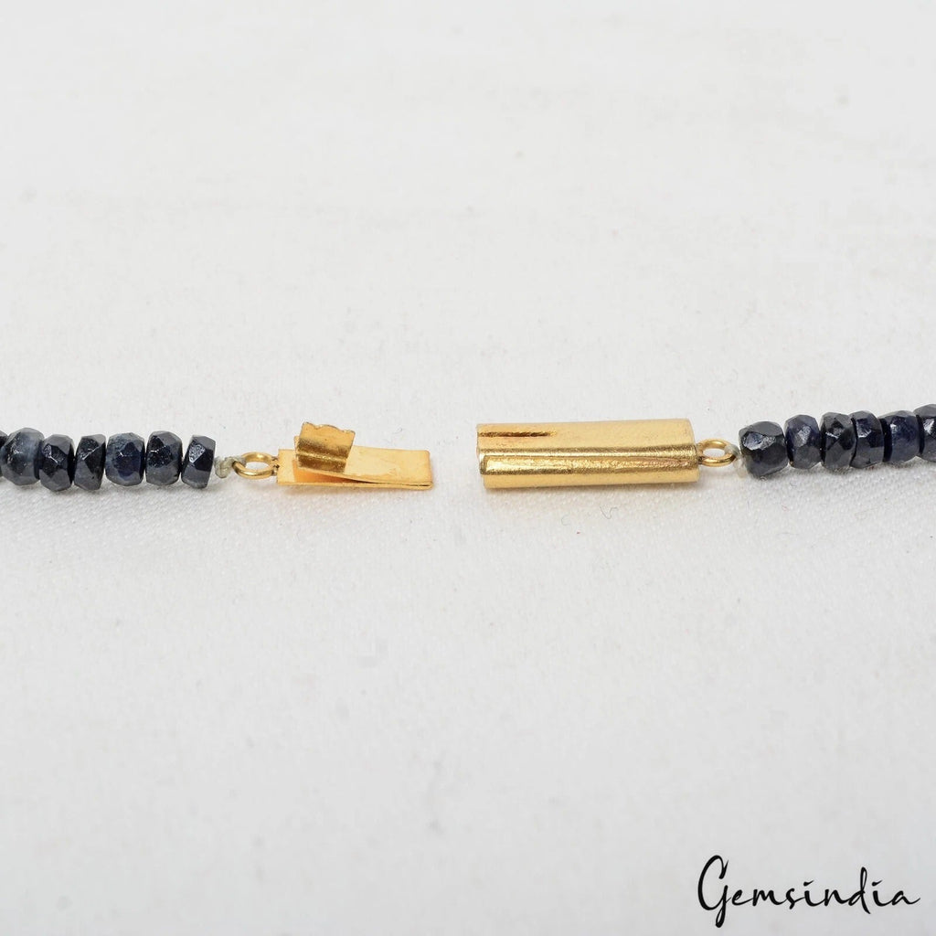 109.50 Ct Natural Blue Sapphire Round Beaded Single Strand Handmade Necklace 18"