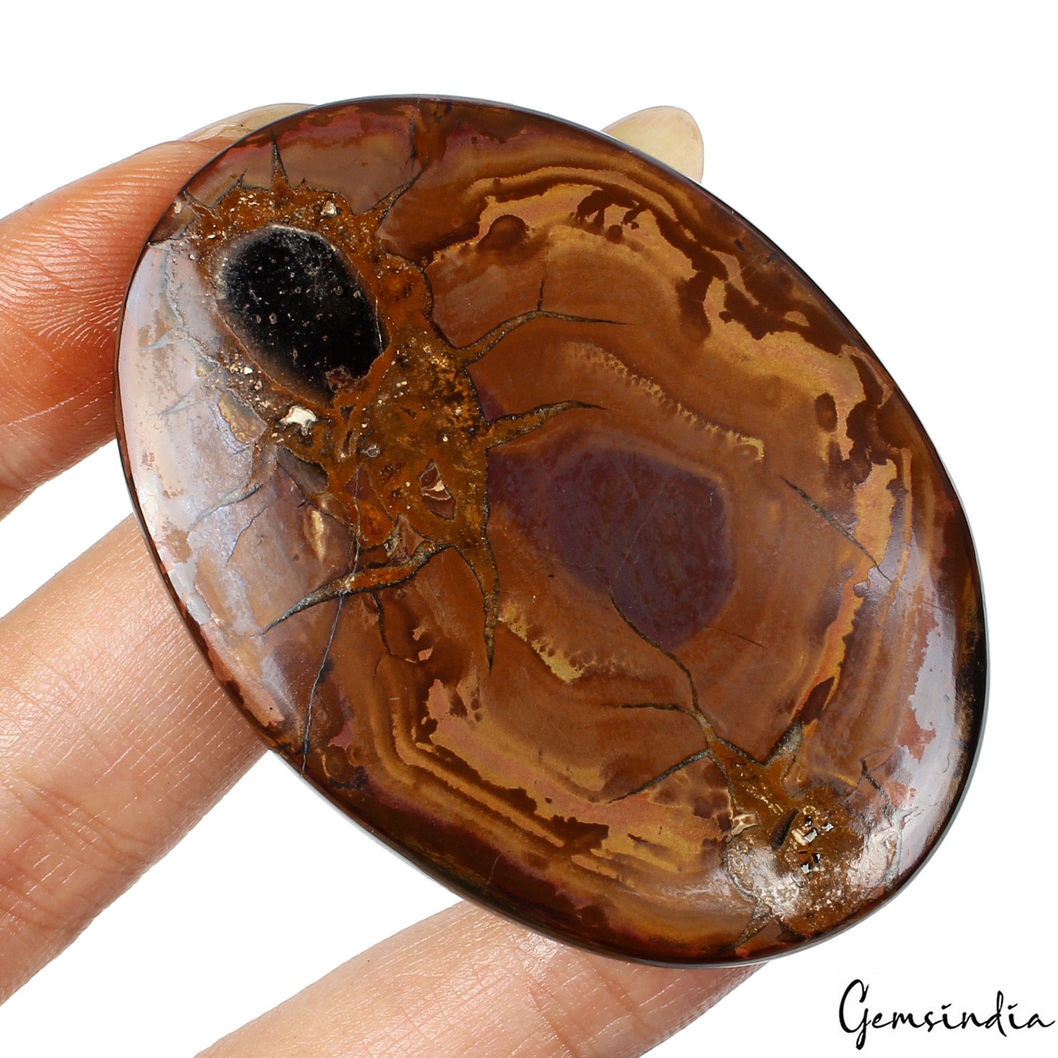 102.60 Cts Natural Untreated Spiderweb Design Septarian Oval Cab Loose Gemstone