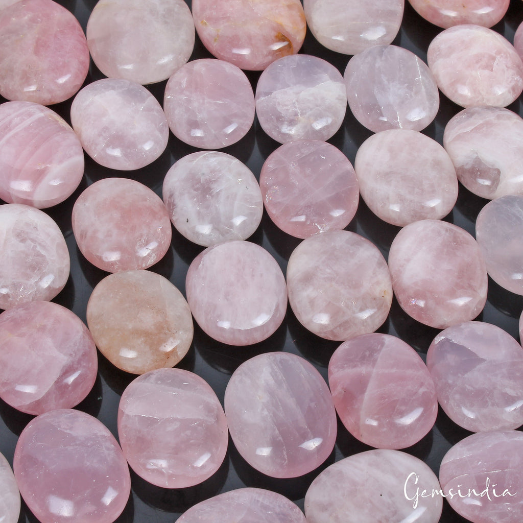 7.12 Lbs/6 Pcs Natural Pink Rose Quartz Crystal Palm Stones Polished Healing Lot