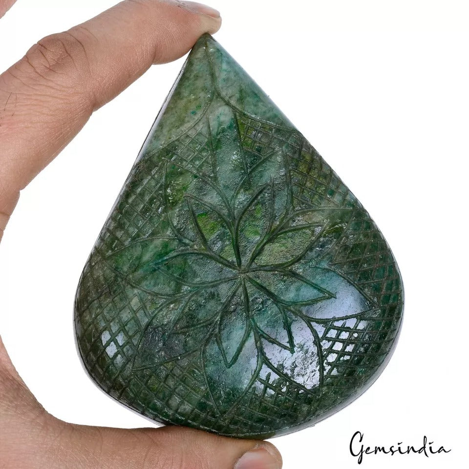 1270 Cts Natural Green Brazilian Emerald Pear Carved Earth Mined Loose Huge Gems