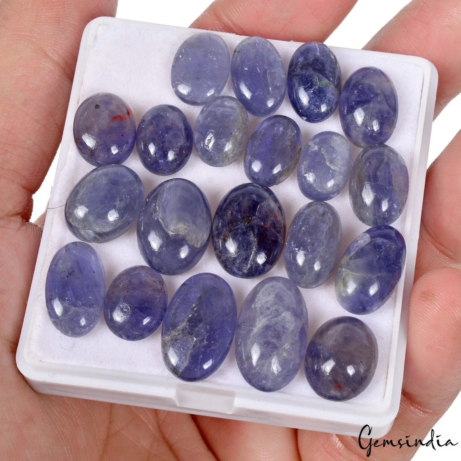 100.60 Cts/20 Pcs Natural Untreated Blue Iolite Oval Cab Loose Gems For Jewelry