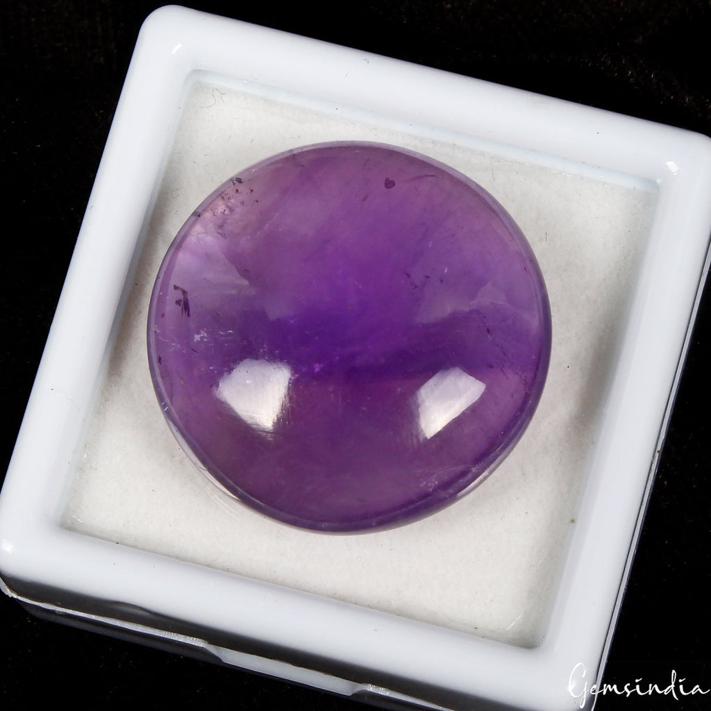 52.60 Ct Natural Untreated Purple Amethyst Round Cab Pendant Size Loose Gemstone