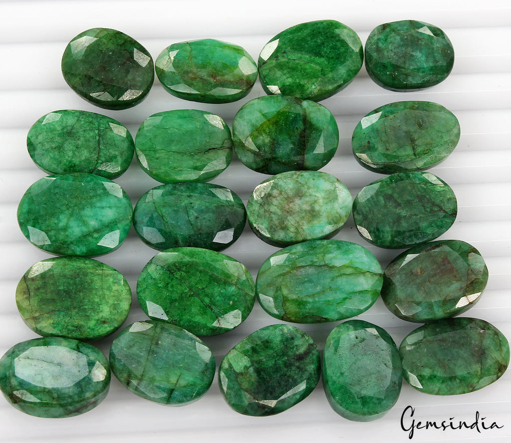 Certified Natural Green Emerald 360 Ct Oval Cut Loose Ring Size Gemstones~21 Pcs