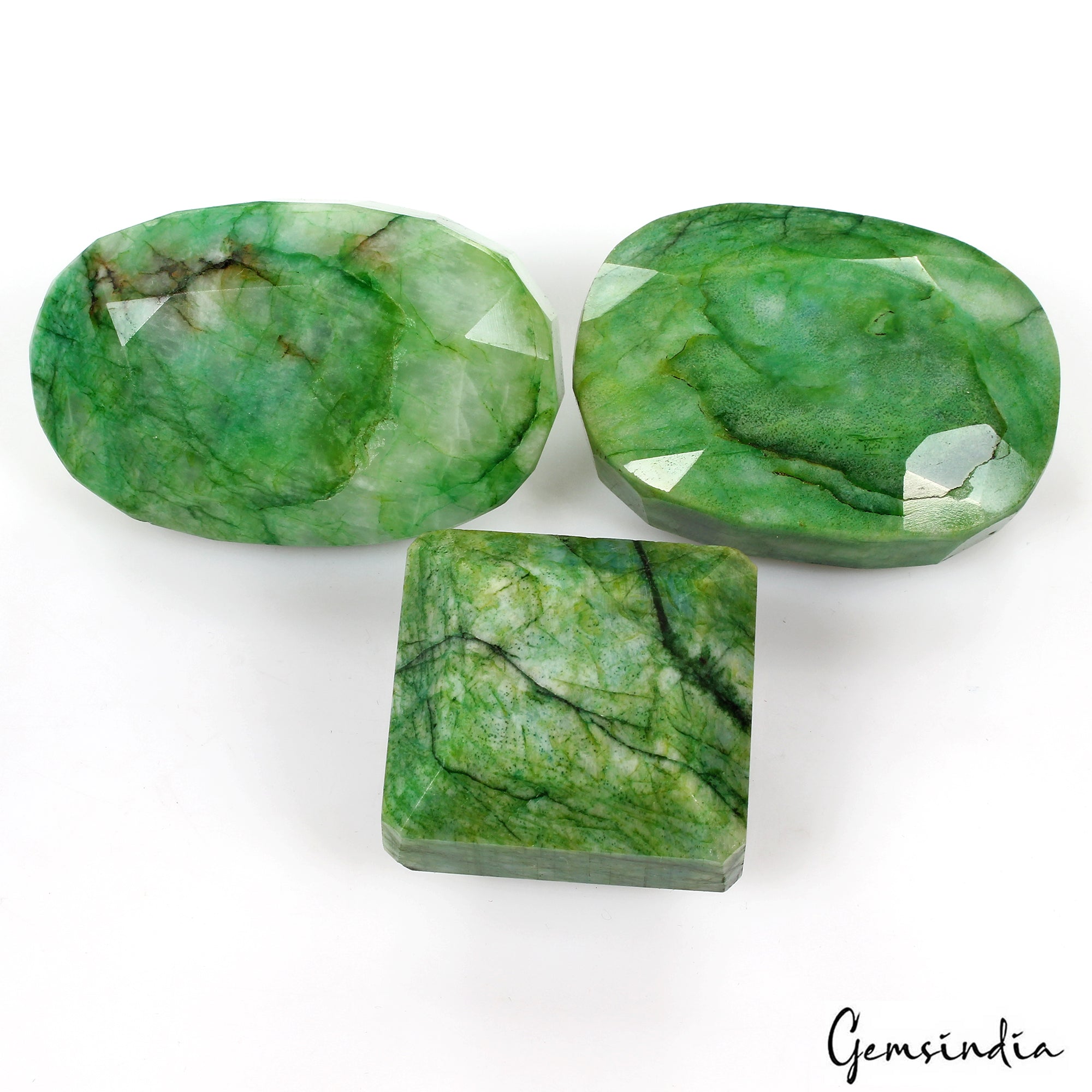 Natural Green Emerald Mix Faceted Earth Mined 1290 Cts Loose Gemstone Lot 3 Pcs