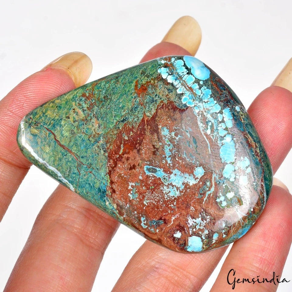 85.80 Cts Natural Rare Designer Blue Turquoise Loose Fancy Cabochon Gemstone
