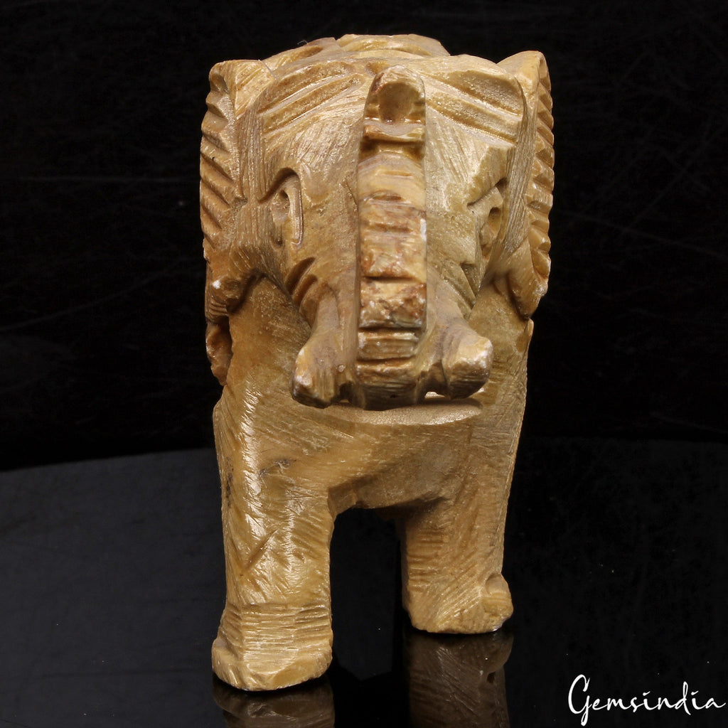 700 Ct Soapstone Trunk Up Elephant Statue Animal~Baby inside Sculpture/Home Deco
