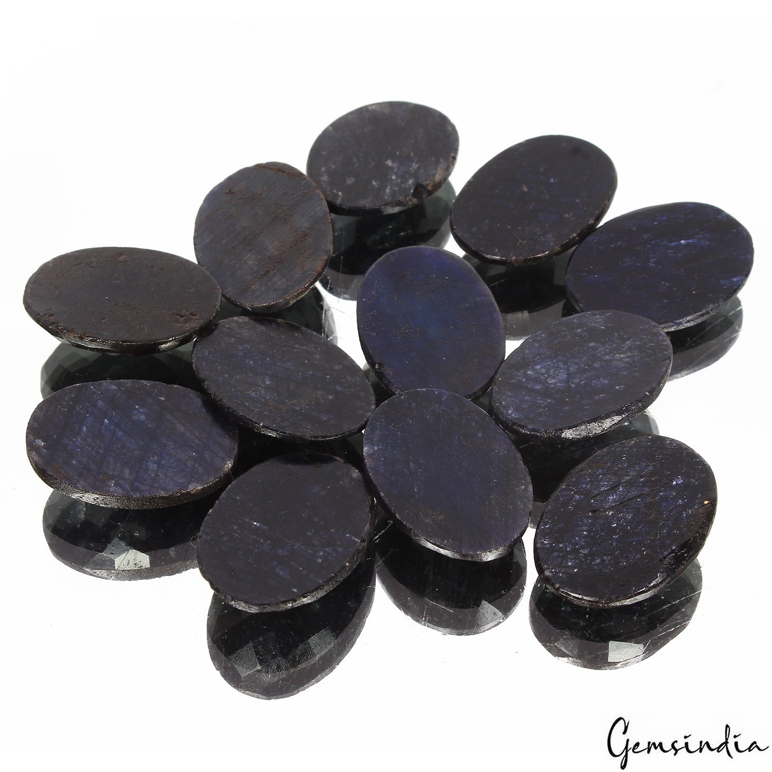 310 Ct/12Pcs Natural Dark Blue Sapphire Oval Checker Cut Calibrated 24x18mm Gems
