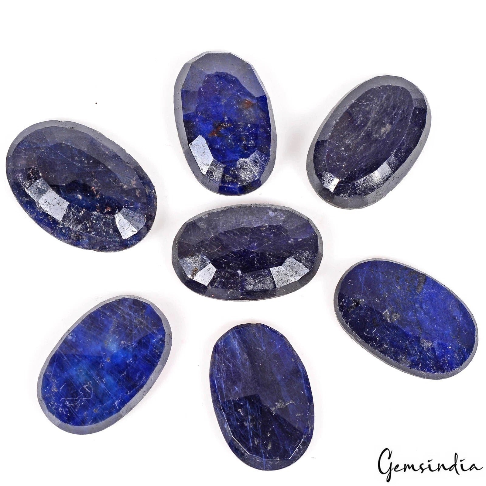 Certified 161.60 Cts/7 Pcs Natural Blue Sapphire Oval Faceted Cut Loose Gems Lot
