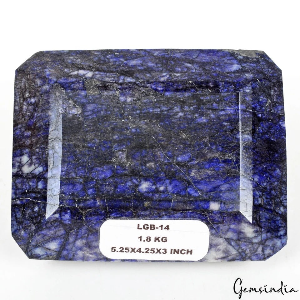 1.8 kilo Natural Deep Blue Beryl Specimen - Large Polished Octagon Cut Gemstone