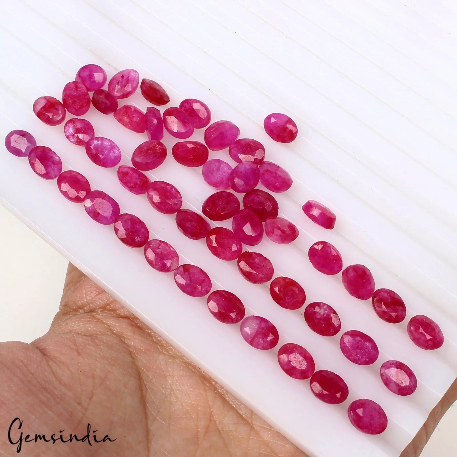 50 Pcs Natural Pink Red Beryl Bixbite Oval Cut Loose 7-8mm Gemstones~ 58.40 Cts