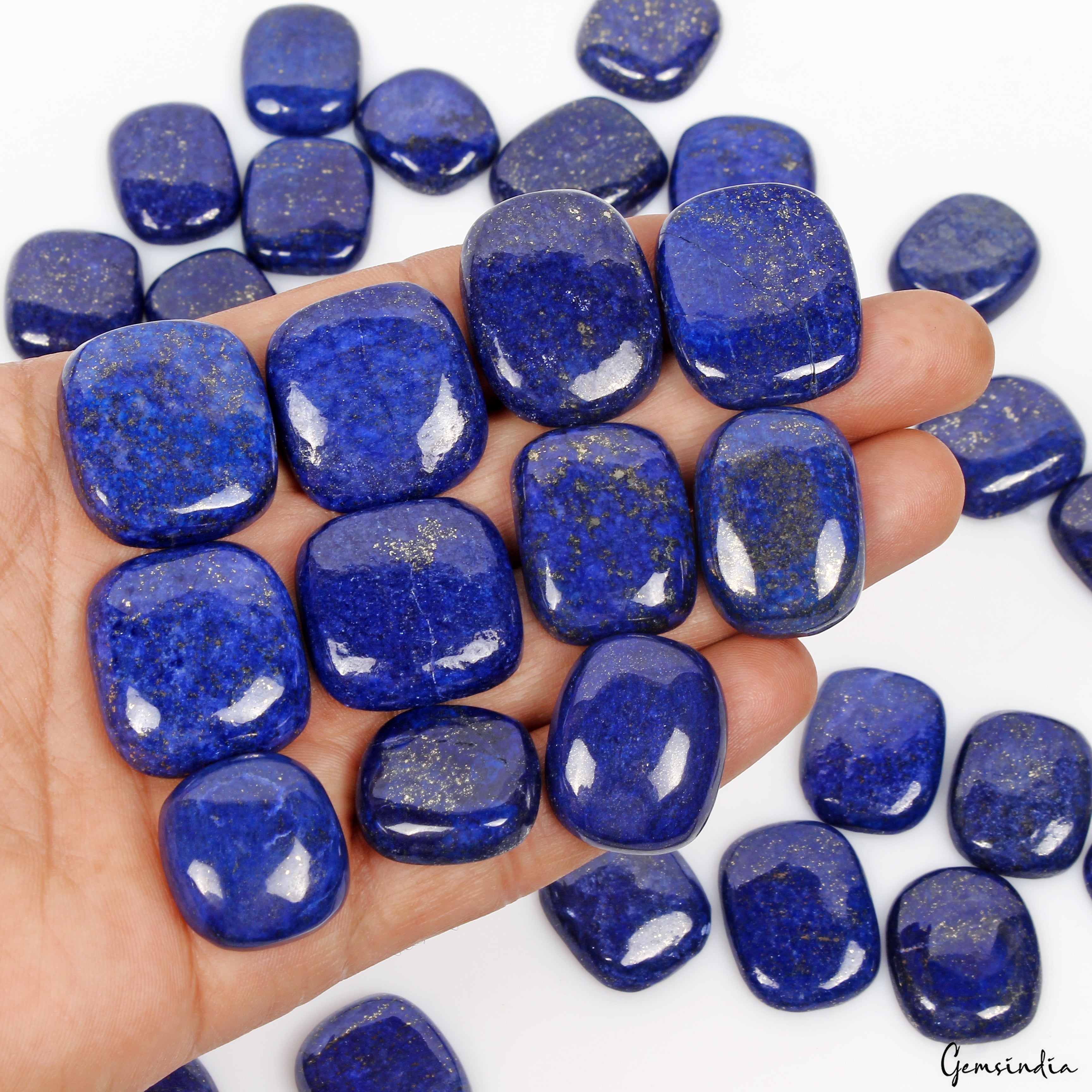1000 Ct/32 Pc Natural Blue Lapis Lazuli Gold Flecks Cushion Loose Wholesale Gems