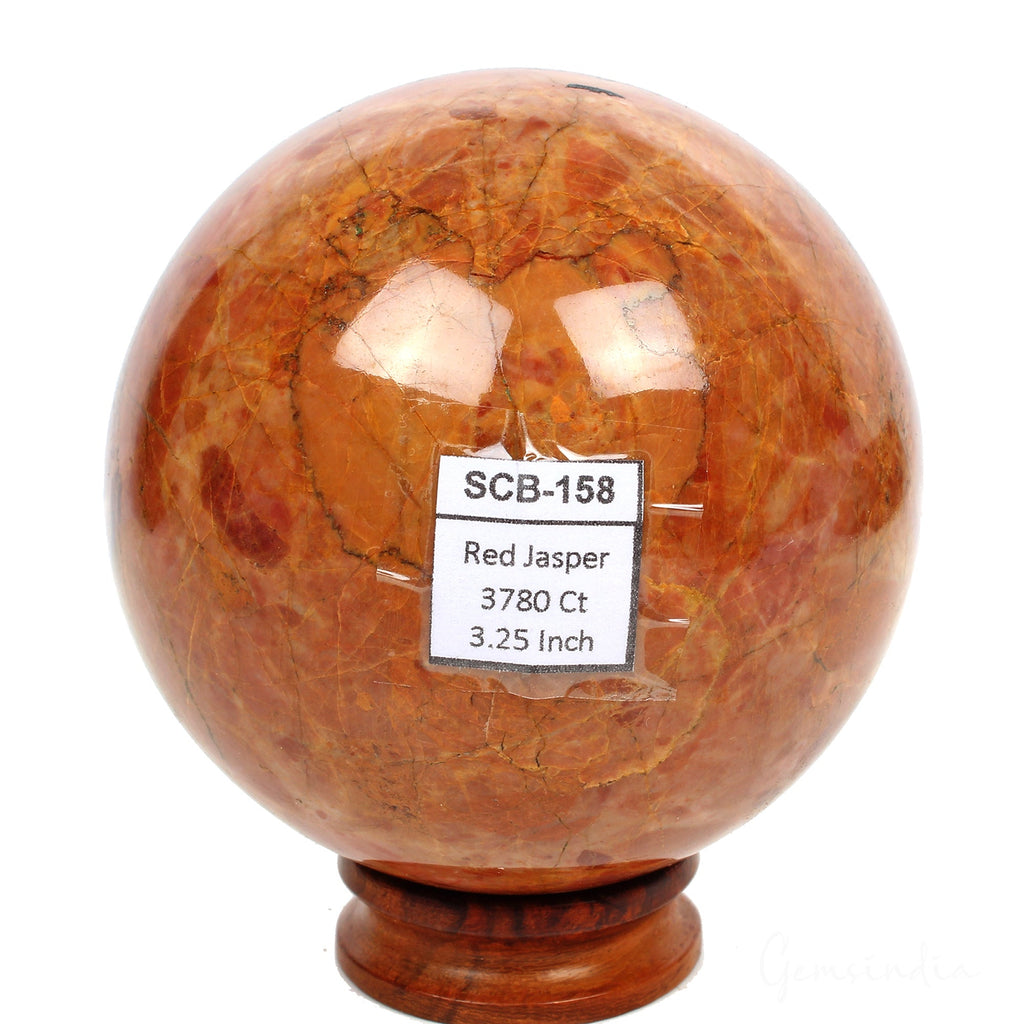 3780 Ct Natural Red Jasper Healing Crystal Mineral Sphere Gems With Stand 3.25"