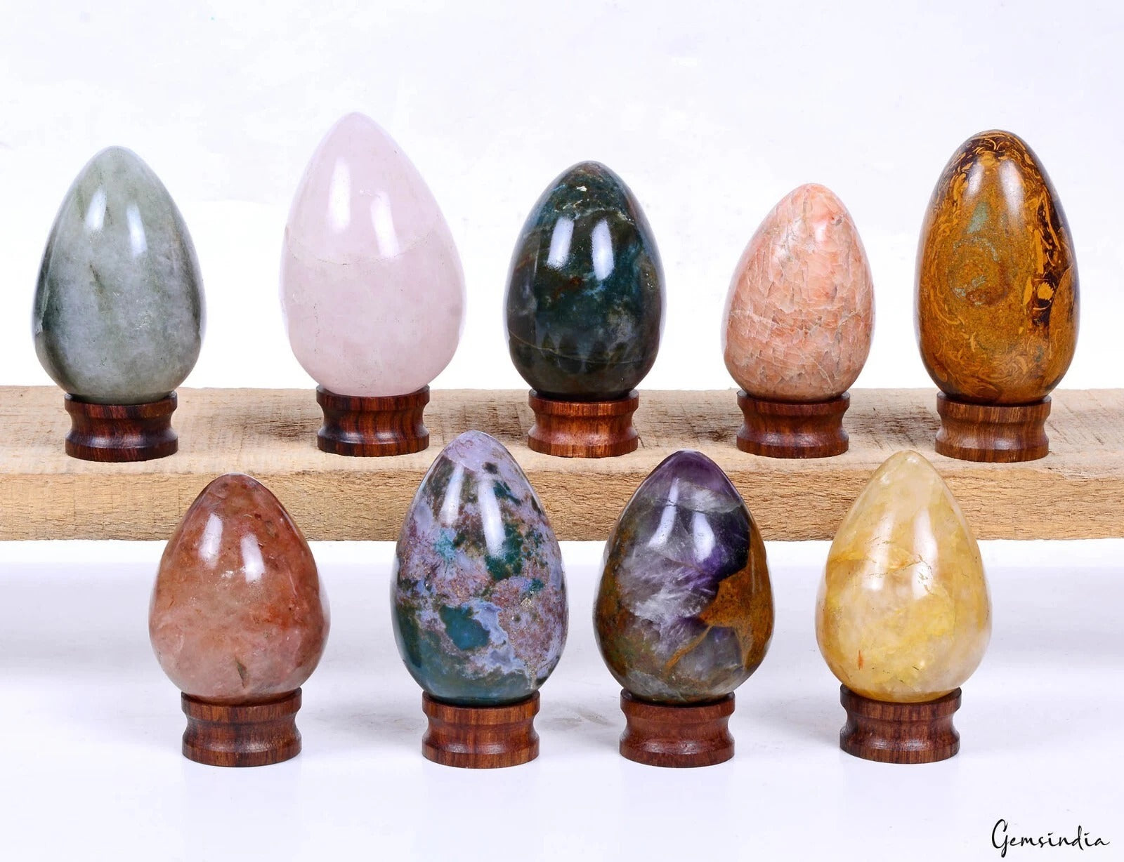 5750 Ct/9 Pcs Natural Multi Gemstones Reiki Crystal Healing Mineral Egg Cabochon